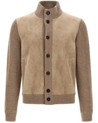 ZEGNA - Suede Panel Cardigan - Lyst