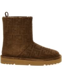 Fendi - Caramel Suede Apres Chic Ankle Boots - Lyst