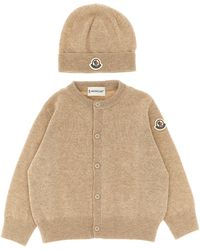 Moncler - Cardigan + Logo Embroidery Beanie - Lyst