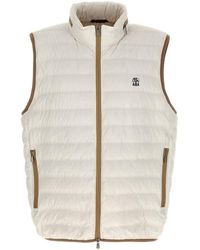 Brunello Cucinelli - Padded Vest With Logo Embroidery - Lyst