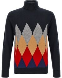 Ballantyne - Classic Diamond Intarsia Cashmere Turtleneck Sweater - Lyst