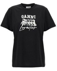 Ganni - T-shirt 'Puppy Love' - Lyst