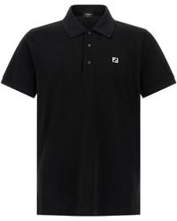 Fendi - Ff Metallic Logo Polo Shirt - Lyst