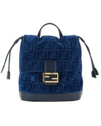 Fendi - Zaino Denim Floccato Ff - Lyst