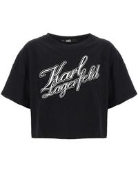 Karl Lagerfeld - T-shirt 'Athleisure cropped' - Lyst