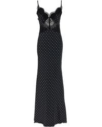 Self-Portrait - 'Polka Dot Satin Lace Maxi' Dress - Lyst