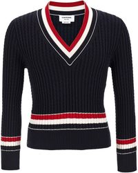 Thom Browne - Rwb Intarsia Sweater - Lyst