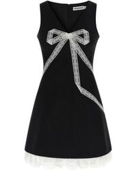 Self-Portrait - 'black Crêpe Bow Lace Mini' Dress - Lyst