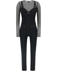 Elisabetta Franchi - Jersey And Tulle Jumpsuit - Lyst