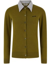 Miu Miu - Cardigan Mit Hemdkragen - Lyst