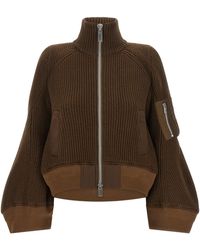 Sacai - 'nylon Twill X Wool Knit' Blouson - Lyst