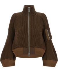 Sacai - 'nylon Twill X Wool Knit' Blouson - Lyst