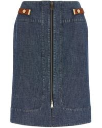 Fendi - Chambray Denim Skirt - Lyst