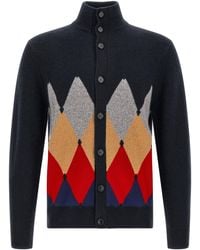 Ballantyne - 'classic Diamond' Diamond Intarsia Cardigan - Lyst