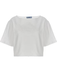 Prada - Cropped-T-Shirt Mit Logo - Lyst