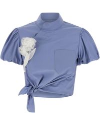 Self-Portrait - 'blue Cotton Tie Side' Top - Lyst