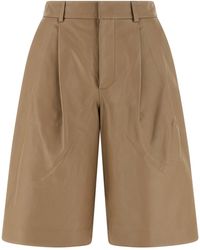 Yves Salomon - Pleated Nappa Leather Bermuda Shorts - Lyst