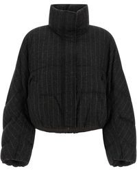 Brunello Cucinelli - Cropped Pinstripe Padded Jacket - Lyst