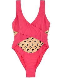 Marine Serre - 'all Over Moon' One-piece Swimsuit - Lyst