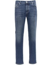Brunello Cucinelli - Logo Embroidery Stretch Jeans - Lyst