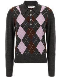 Self-Portrait - Argyle Lightweight' Sweater - Lyst
