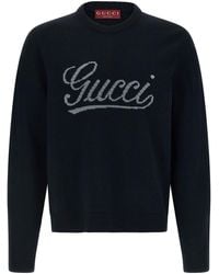 Gucci - Pullover Mit Intarsienmuster Und Logo - Lyst