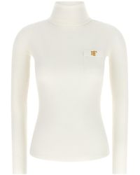 Elisabetta Franchi - Turtleneck Embroidery À Jour - Lyst