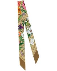 Gucci - Gg And Flora' Silk Bandeau - Lyst
