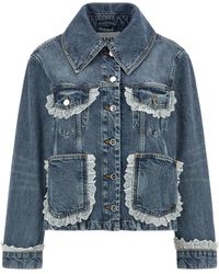 Ganni - Denim And Lace Jacket - Lyst