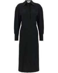 Victoria Beckham - 'long Sleeve Polo Collar Midi' Dress - Lyst