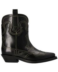 Ganni - 'low Shaft Western' Texan Boots - Lyst