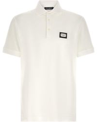 Dolce & Gabbana - Polo Shirt With Metal Logo Plaque - Lyst