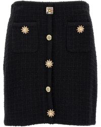 Self-Portrait - 'black Jewel Button Knit Mini' Skirt - Lyst