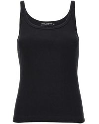 Dolce & Gabbana - Ribbed Tank Top Top Nero - Lyst