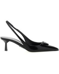 Prada - Triangle Logo Slingback - Lyst