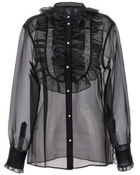 Dolce & Gabbana - Plastron And Ruffle Shirt Camicie Nero - Lyst