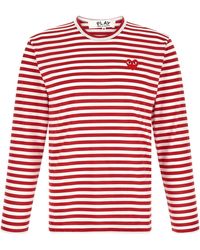 COMME DES GARÇONS PLAY - Striped T-shirt With Heart Patch - Lyst