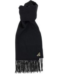 Prada - Sciarpa Seta E Cashmere Nera - Lyst