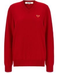 COMME DES GARÇONS PLAY - Heart' V-Neck Sweater - Lyst