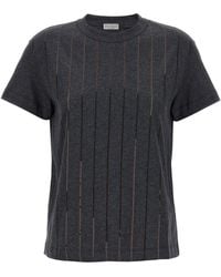 Brunello Cucinelli - T-Shirt Mit Mikro-Pailletten - Lyst