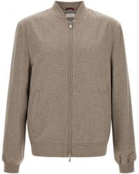 Brunello Cucinelli - Light Flannel Bomber Jacket - Lyst