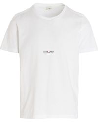 Saint Laurent - Logo Cotton T-Shirt - Lyst