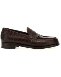 Lidfort - Croc Print Leather Loafers - Lyst