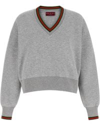 Gucci - V-Neck Sweatshirt With Web Stripe Details - Lyst