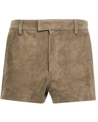 Ami Paris - Suede Shorts - Lyst