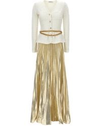 Self-Portrait - Long Pleated Skirt Dress - Lyst