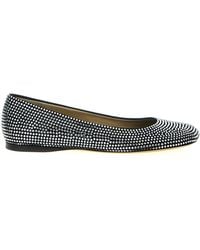 Loewe - Crystal-Embellished Suede Ballet Flats - Lyst