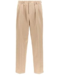 Brunello Cucinelli - Cotton Pants With Front Pleats - Lyst