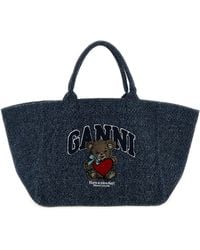 Ganni - Tote Bag Embroidered Bear Detail - Lyst