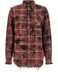R13 - Oversized Frayed Plaid Shirt - Lyst